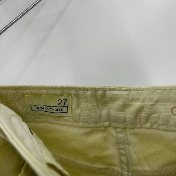 NWT GAP Yellow Acid Wash Side Stripe Mid Rise Slim Cut Off Jean Shorts Size 27 - Picture 4 of 6
